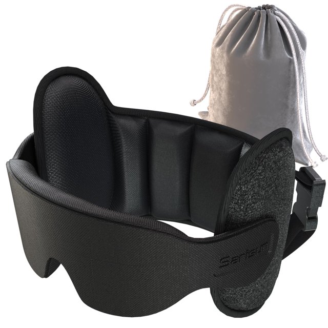 Almohada de viaje SARISUN con correa para cabeza de avión en forma de U negra