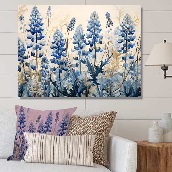 Designart "Enchanted Blue Bonnet Fields I" Blue Bonnets Canvas Wall Art