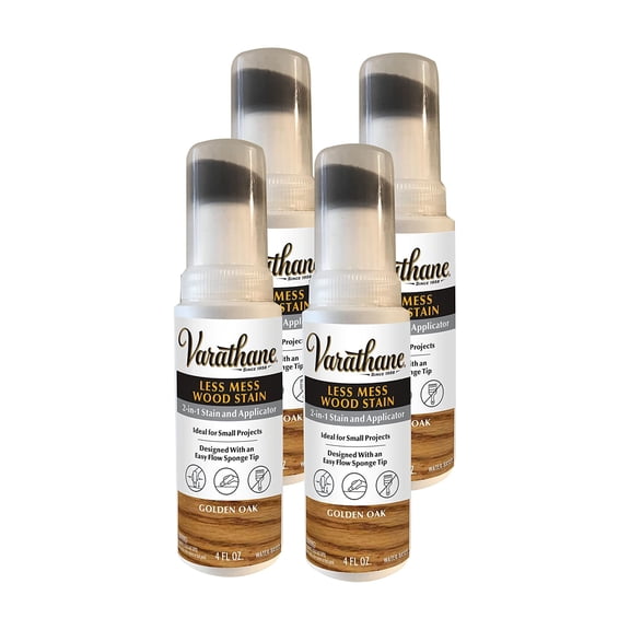 Varathane 368035-4PK Less Mess Wood Stain and Applicator, 4 oz, Golden Oak, 4