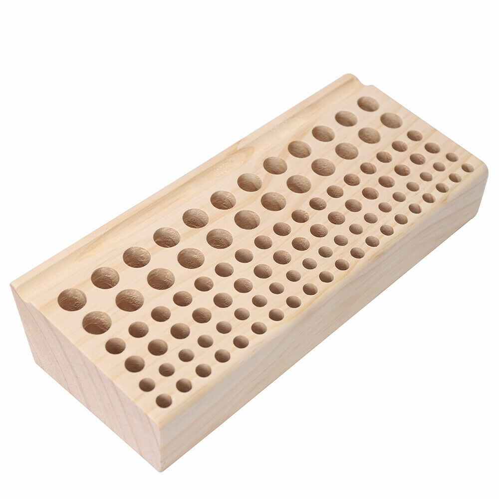 PEAKORA98 Holes Leather DIY Craft Wood Tool Rack Wooden Stamp Storage Holder Organizer