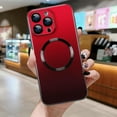 thumbnail image 2 of Case for iPhone 12 Pro Compatible with MagSafe Gradient Cover Camera Lens Protection Slim Shockproof Soft TPU Bumper Glass Back Phone Case for Women Men-Red, 2 of 12
