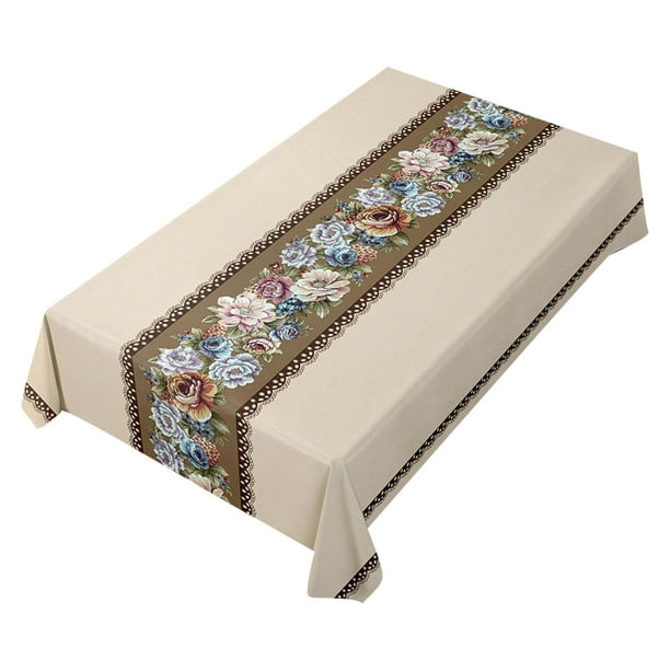 Decoración del hogar, manteles, caminos de mesa y manteles bordados resistentes al aceite. Mantel bordado, resistente al aceite y lavable.