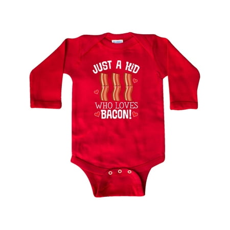 

Inktastic Just a Kid Who Loves Bacon Gift Baby Boy or Baby Girl Long Sleeve Bodysuit