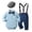 a-123Blue58, variant on Lapel Collar Long Sleeve Romper Bow Tie Adjustable Suspenders Solid Pants Flat Cap 4 Piece Gentleman Suit Sets Daily Regular Fit Outfits For Baby Boys Classic Outfit 12-18 Months