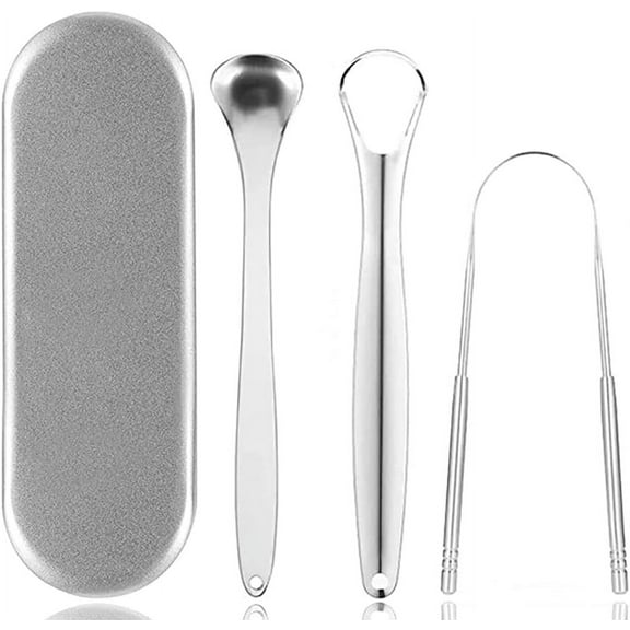 Tongue Scraper for Adults,Bad Breath Begone, Easy to Clean and Stainless Steel Tongue Cleaner, Scrapes off Any Nasty Stuff on Your Tongue (Silver)