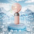 thumbnail image 5 of Portable Handheld Fan, USB 3 in 1 Multifunction Personal Travel Fan with Digital Display, 90° Foldable Desk Fan, 5 Speed Lash Fan for Makeup/Office, Pink, 5 of 7