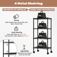 thumbnail image 3 of EDX 4 Tier Heavy Duty Adjustable Wire Shelving with Wheels, Storage Racks for Garage Kitchen Pantry Laundry Office, Easy Assembly, 23"W x 13"D x 48"H, Black, 3 of 11