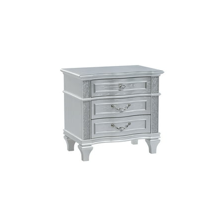 Mystic Modern Style 2-Drawer Nightstand Made With Wood in Silver