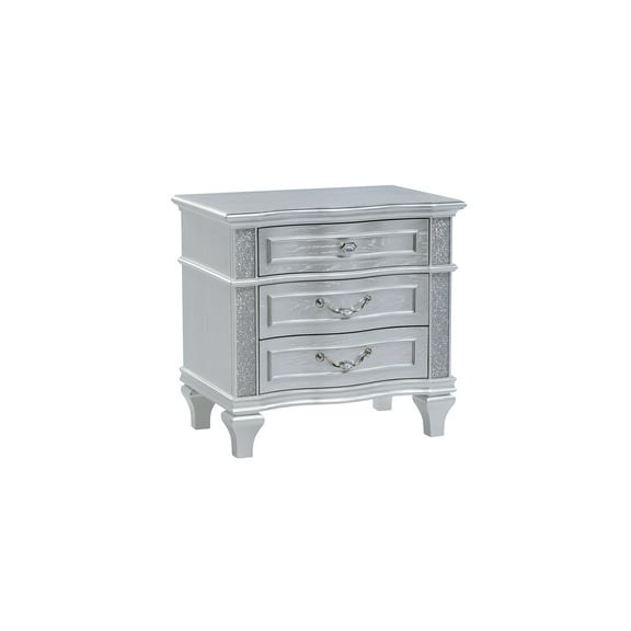 Mystic Modern Style 2-Drawer Nightstand Made With Wood in Silver