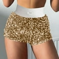 thumbnail image 2 of FRSASU Women's Summer Sequin Shorts High Waist Sparkly Glitter Straight Leg Shorts Concert Party Clubwear Gold, 2 of 9