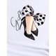 thumbnail image 4 of Cool Bow High Heels English Letter Print Black Women's Casual Fashion Round Neck Short Sleeve Top T-shirt, 4 of 7