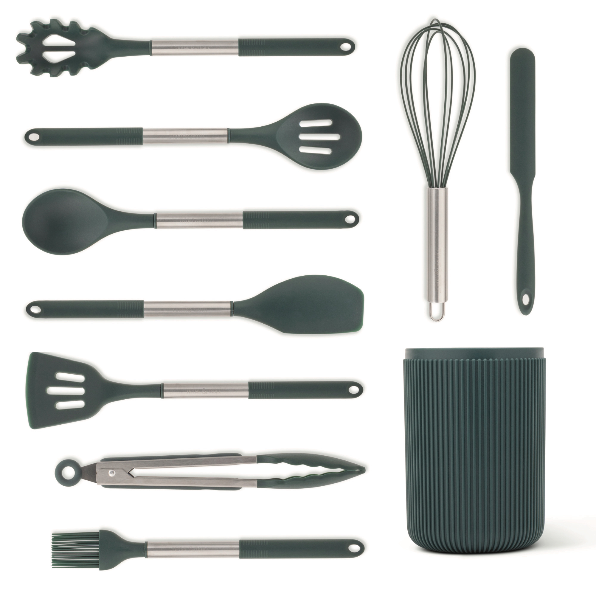 Thyme & Table Essential 10-Piece Silicone Utensil Set, Green photo 3