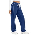 thumbnail image 3 of Elastic Waist Footed Sweatpants Women's with Pockets Drawstring Lounge Pants Joggers Track Pants Cozy Fleece Lined Winter Warm Gifts for Women | CSEONE,Blue XL, 3 of 9