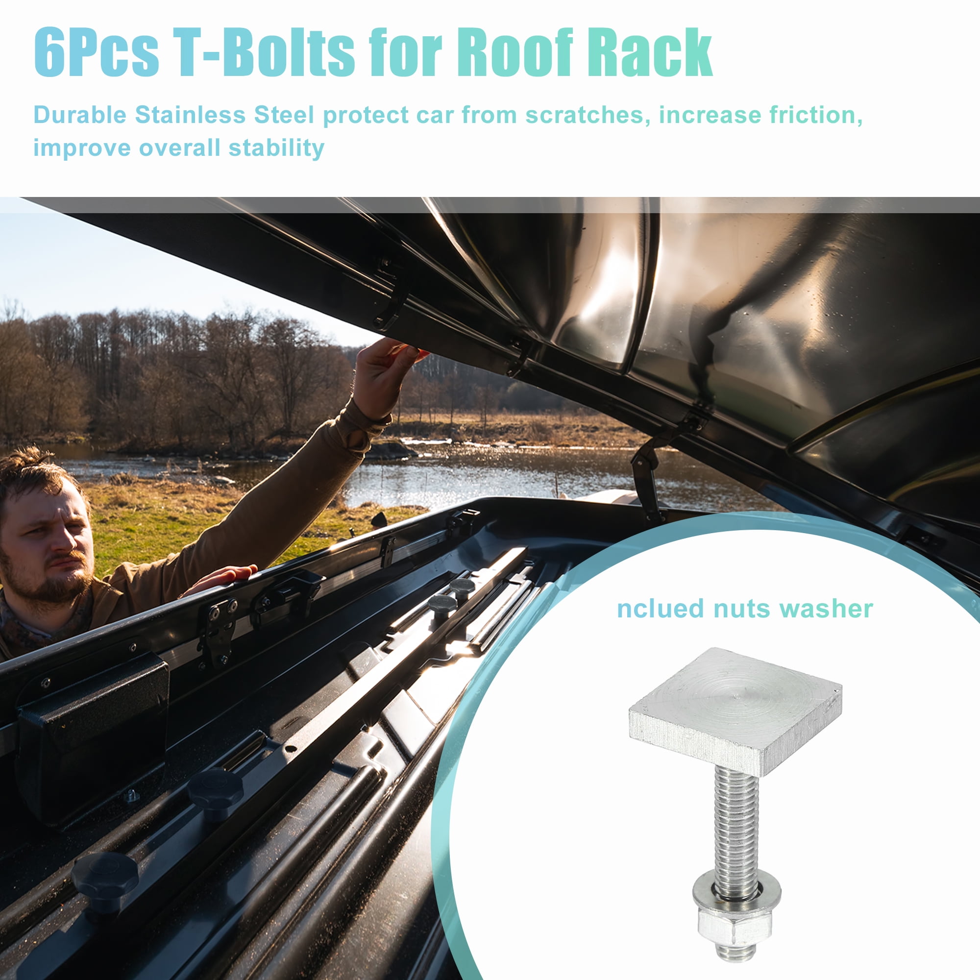 Unique Bargains 6pcs Roof Rack T Shaped Bolt Rooftop T Shaped Slots T Shaped Track Bolts W Nuts Washers Bike Rack Cross Bar Adapter Walmart