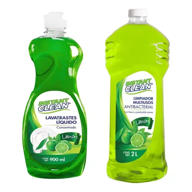 Kit de 2 piezas Instant Clean, Lavatrastes y Limpiador Multiusos Aroma Limón