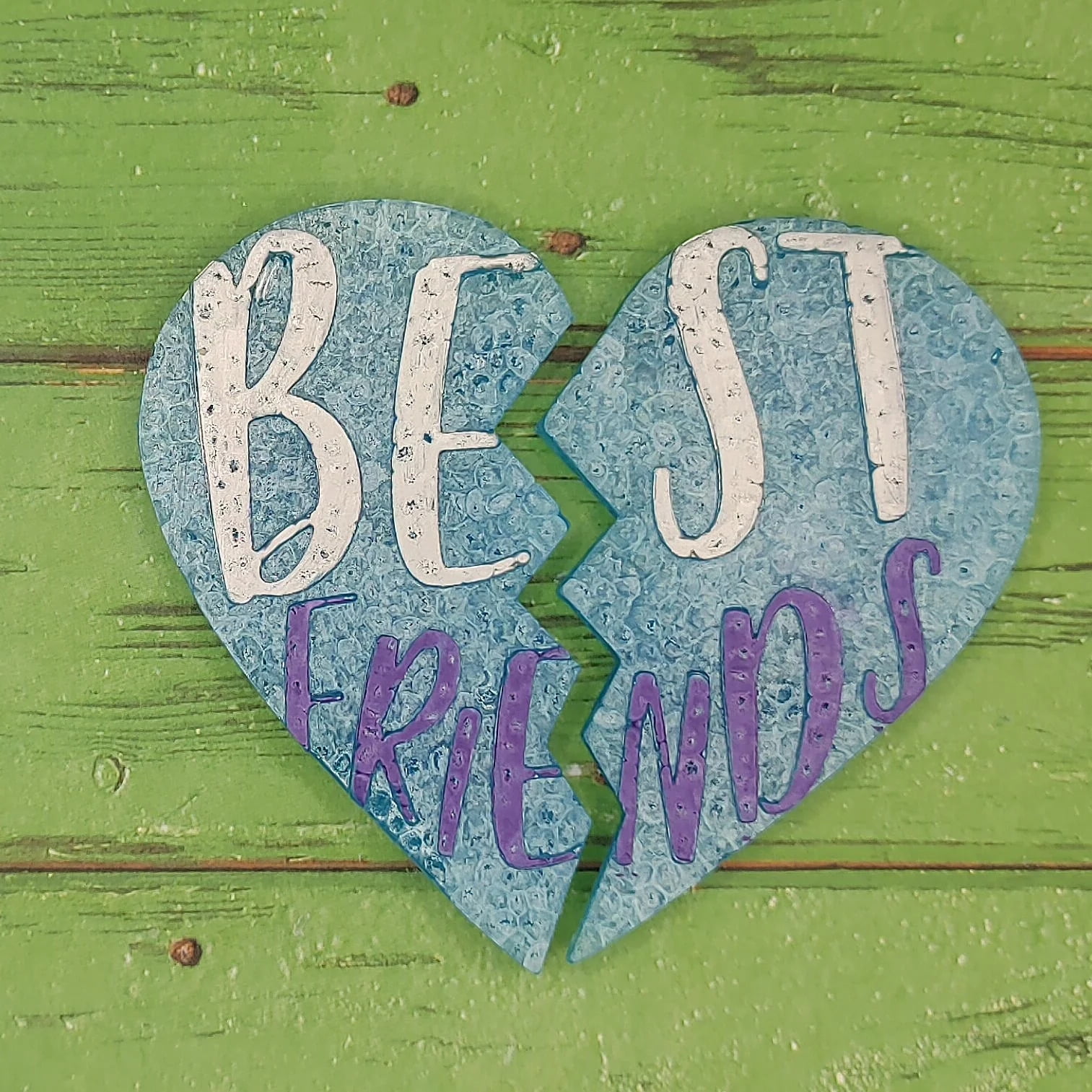 Best Friends Heart - 2 piece mold - Silicone Freshie Mold