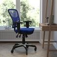 thumbnail image 2 of Flash Furniture Nicholas Mid-Back Blue Mesh Multifunction Executive Swivel Ergonomic Office Chair with Adjustable Arms and Transparent Roller Wheels, 2 of 9