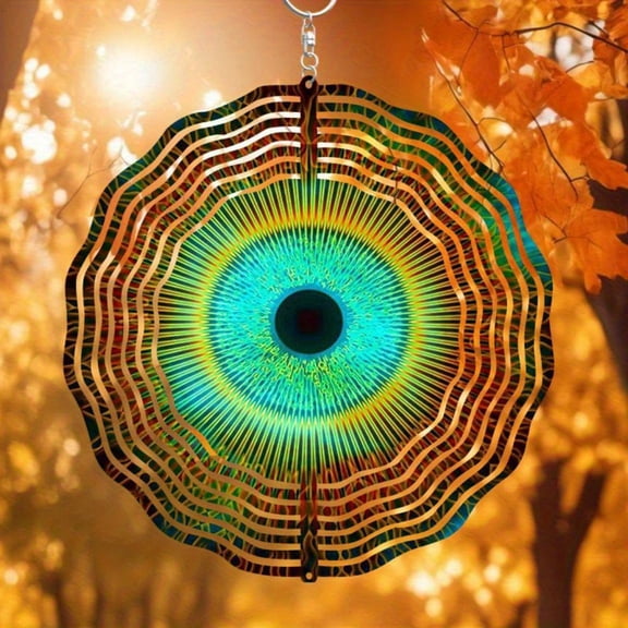 HELLOYOUNG Wind Chime 25.4cm Wind Spinner Suncatcher, Colorful Stained Glass Metal Wind Chimes for Outdoor Garden Patio Yard Decor, Weatherproof Rustproof Gift for Christmas Halloween Easter