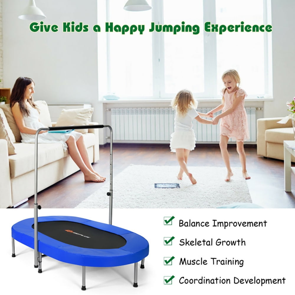 Aimee Lii 2-Person Foldable Mini Kids Fitness Rebounder Trampoline, Outdoor Kids Trampoline, Blue