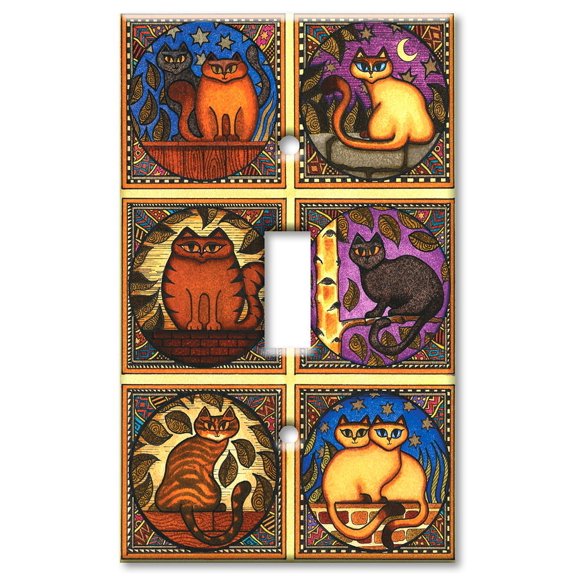 Single Gang Toggle OVERSIZE Wall Plate - Mosaic Cats