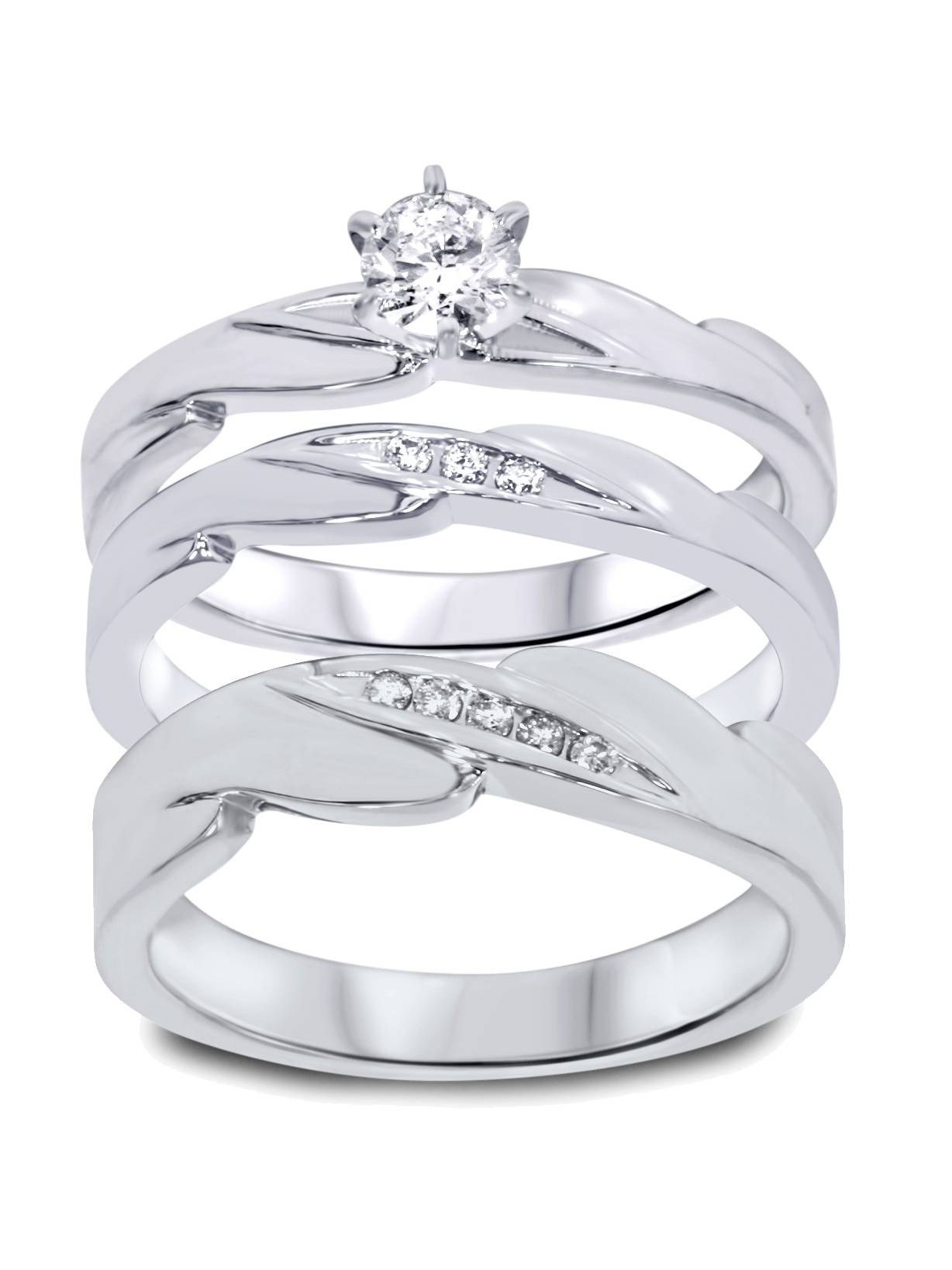 Pompeii3 1/3ct Diamond Engagement Wedding Ring Trio Set