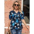 thumbnail image 5 of ZXSXSY Blouses for Women Hawaiian Shirts Tropical Floral Printed Bow Tie V Neck Short Sleeve Casual Tunic Tops, 5 of 8