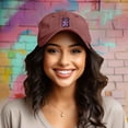 thumbnail image 3 of Dalix Purple Gummy Embroidered Cotton Dad Hat Baseball Cap Adjustable Womens in Washed Red, 3 of 5