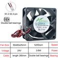 thumbnail image 1 of High-Speed 60x60x25mm Axial Cooling Fan DC 5V/12V/24V 2-Pin ACP6025 for Charger, Power Supply, Frequency Converter DC24V Double ball 60x60x25mm, 1 of 6