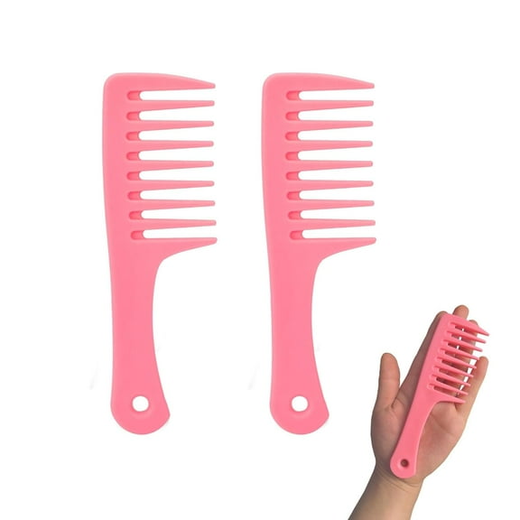 2 Pack-Mini Hair Combs Small Wide Tooth Detangling Comb for Women, Travel, Shower - Curly, Long, Wet/Dry Hair - Best for Reducing Hair Loss (PINK)