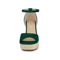 thumbnail image 5 of BLISSFUL STEP Women's Shoes Espadrille Platform Open Toe Ankle Strap Wedge Heels Sandals Dark Green 9, 5 of 7