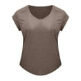 thumbnail image 3 of Patlollav Womens Tops Casual O-Neck Loose Soft Cap Sleeve Solid Color T-Shirts, 3 of 6