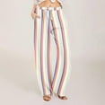 thumbnail image 2 of Women's Printed Linen Beach Trousers 30 Inch Inseam Drawstring Elastic Waist Pull On Casual Pants with Pockets, 2 of 5