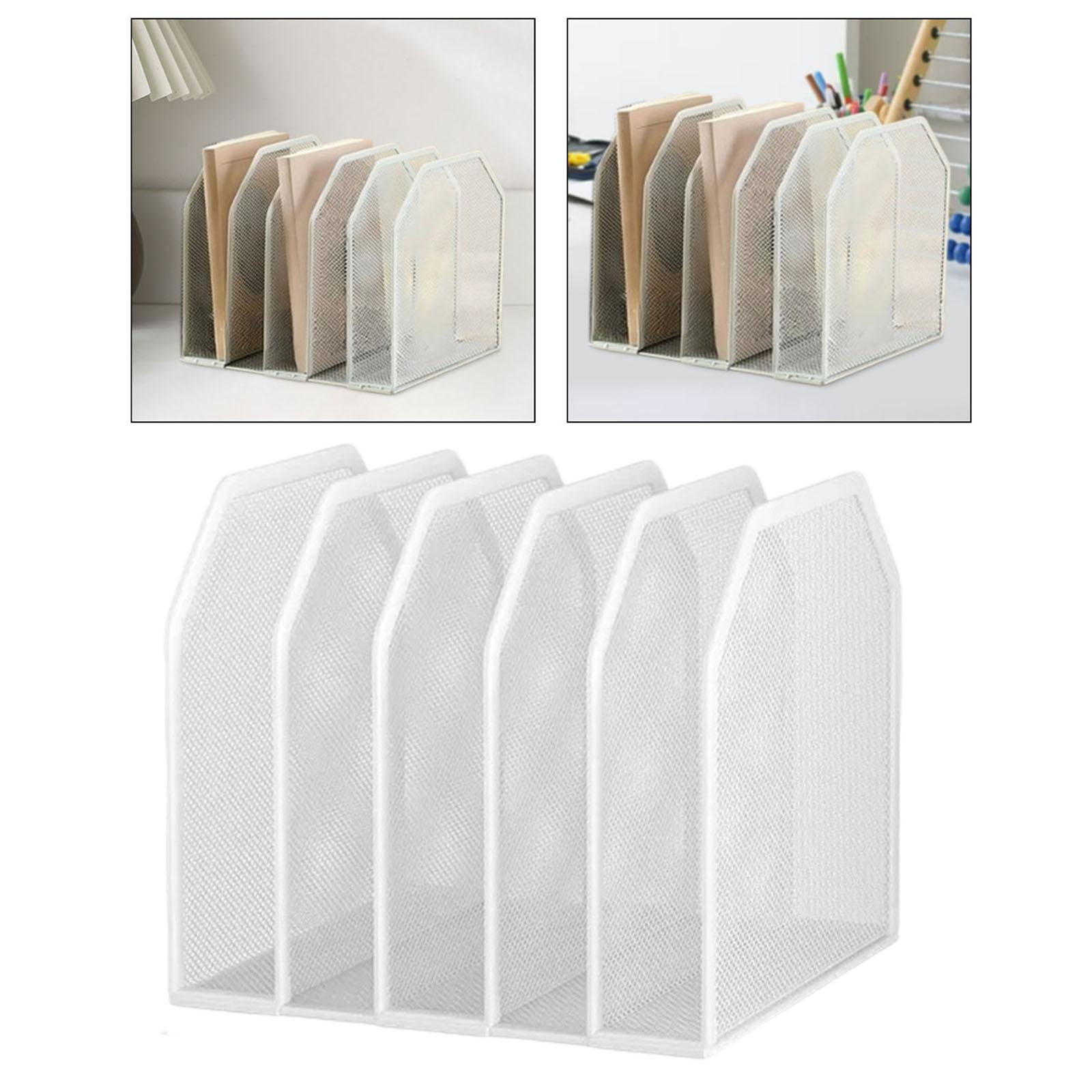 figatia Desk File Organizer File Folder Metal File Holder Paper Sorter Paper Organizer Management Stand for Office Supplies Classroom White