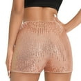 thumbnail image 7 of OKBOP Running Shorts for Women Beige Sequin Relaxed Fit High Waist Wide-Leg Casual Shorts, 7 of 7