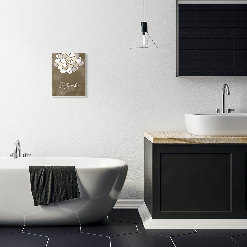 Stupell Industries Refresh Mosaic Flower Brown Bathroom Design Wall Plaque by Ziwei Li