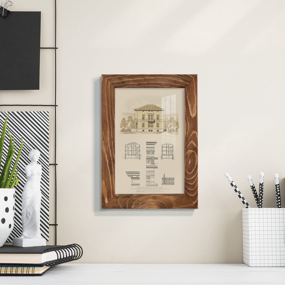 Estate and Plan II -Framed Print w/glass-Walnut