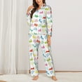 thumbnail image 2 of Yiaed Happy Easter Rabbit Print Pajamas Women's Long Sleeve Sleepwear Soft Button Down Loungewear Pjs Lounge Set Nightwear Womens Pajama Pants-Small, 2 of 7