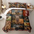thumbnail image 2 of Castle Fairy Tribal Collage Deer Quilt King for Teens,Bohemian Aztec GeometricKing Coverlet Set,Brown Red Blue, 2 of 7