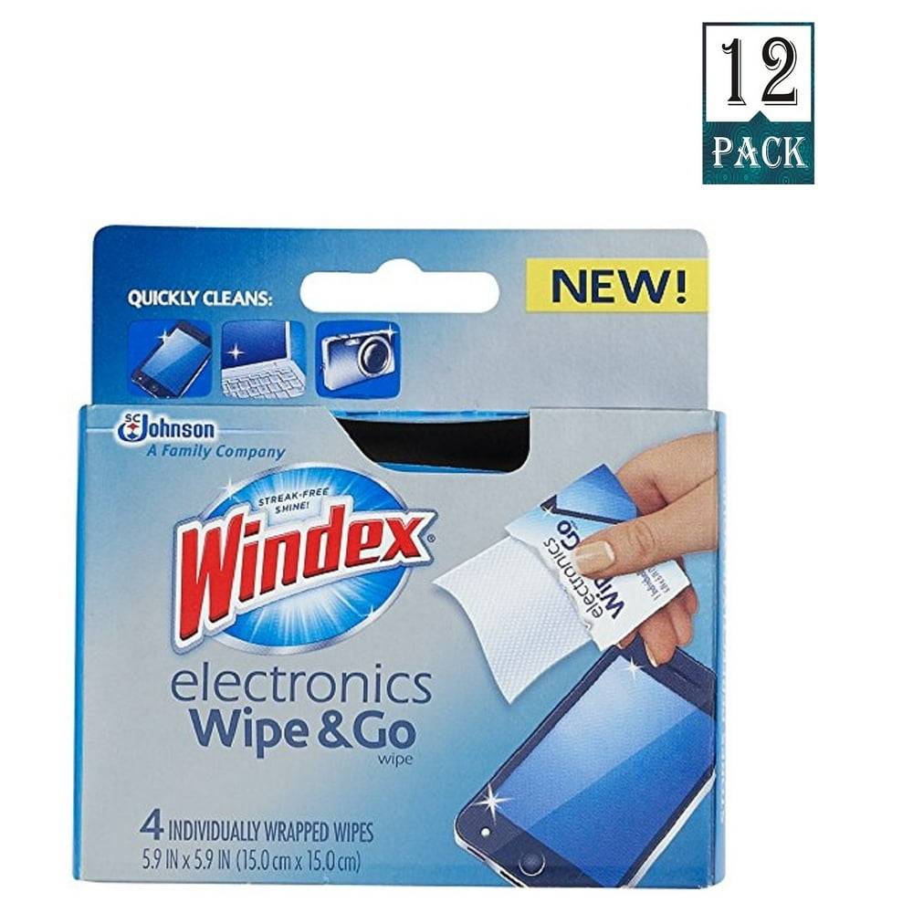 Windex Electronics 'Wipe and Go' Wipes, 4CT (Pack of 12)