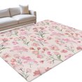thumbnail image 2 of Pink Floral Washable Living Room Rugs 5'x8', Spring Romantic Flower Pale Pink Backdrop French Country Washable Throw Large Area Rug Non-Slip Sturdy Edge Binding Carpet for Living Area Kitchen Office, 2 of 9