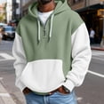 thumbnail image 3 of Men's Color Block Quarter-Zip Hooded Waffle Knit Sweatshirt, Thickened Fleece Texture Pullover, Fall Spring Street Style,Army Green,L, 3 of 5