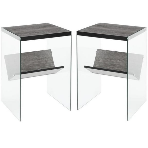 Home Square Soho End Table in Weathered Gray Wood Finish - Set of 2