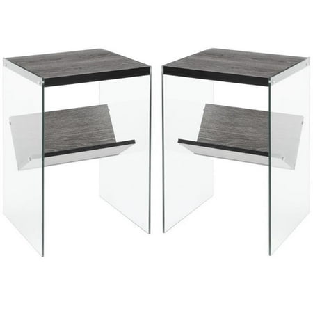Home Square Soho End Table in Weathered Gray Wood Finish - Set of 2
