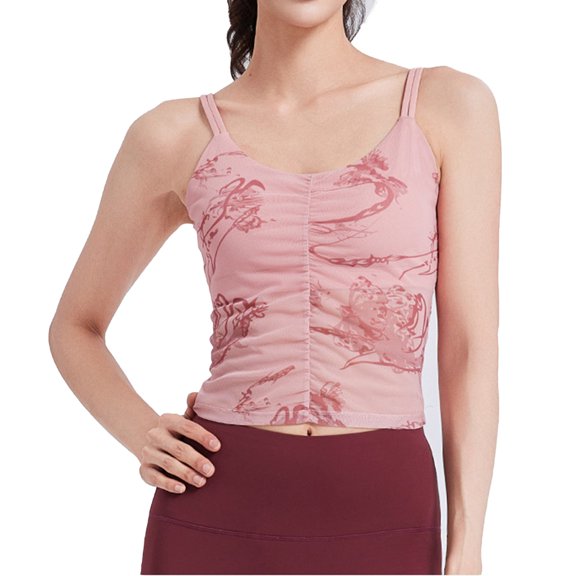 Uaswgudfs Tank Top for Women Sleeveless with Fitted Waist and Ruffled Front Detail, Lightweight Sheer Fabric for Casual Everyday Wear and Comfort Pink L