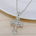 thumbnail image 3 of Vintage Silver Cross Necklace Elegant Zircon Pendant Chain for Women Valentine Gift, 3 of 4