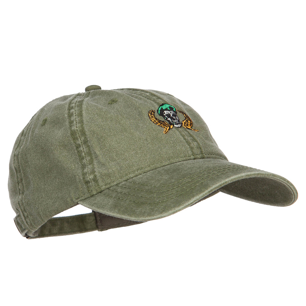 Green Beret Crest Embroidered Washed Cap - Olive OSFM