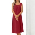 thumbnail image 3 of FAHXNVB Womens Nightgowns Square Neck Ruffle Hem Sleeveless Victorian Sleep Dress Ladies Flowy Long Sleepwear Night Dress, 3 of 7