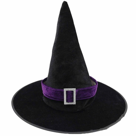 Xfvqtps Halloween Witch Hat Rhinestone Buckle Halloween Spire Hats for Party Accessory Purple