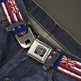 thumbnail image 2 of Buckle-Down Belt, Seatbelt Buckle Belt, Hawaii Flags Weathered Blue Red White, Youth 22 to 32 Inches, 2 of 9