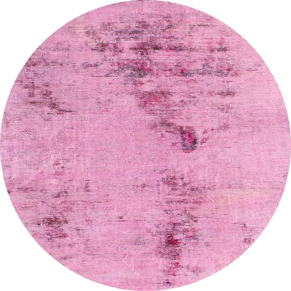 Ahgly Company Indoor Round Abstract Dark Hot Pink Abstract Area Rugs, 5' Round
